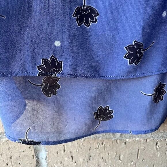 CAbi Crossover Blouse Vivid Violet Floral Print Draped Front Sheer Top Size S - Picture 12 of 14